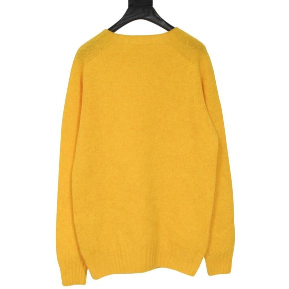 Celine Womens Crewneck Pullover Sweater Size Small Yellow 100% Wool Knit - Picture 2 of 9